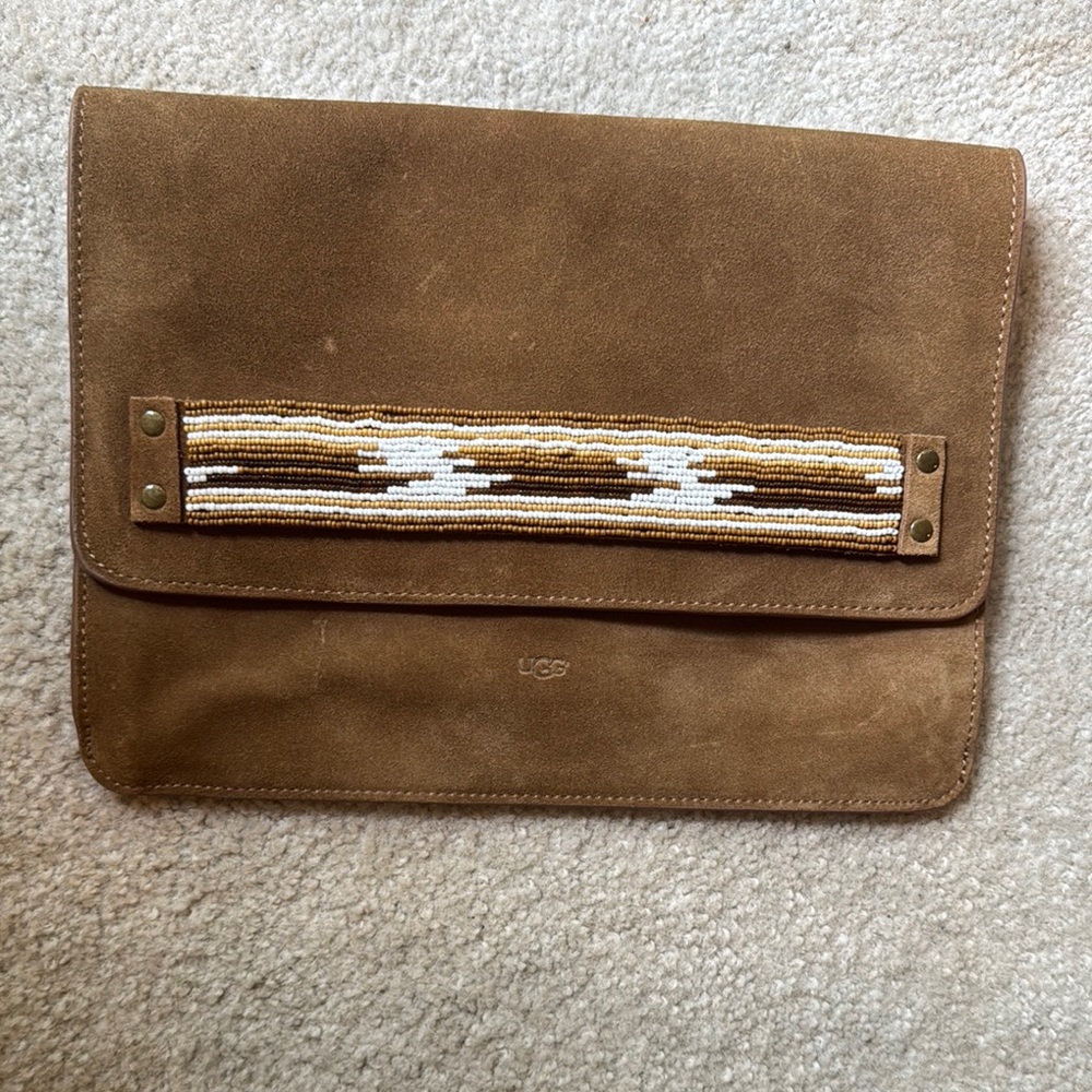 UGG Brown Clutch  Bag with Suede Finish